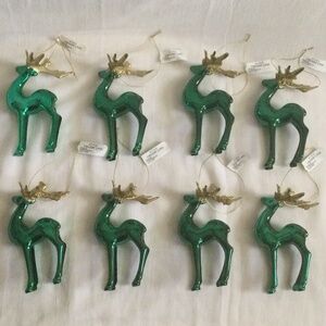 🎄Eight Reindeer Stags Glitter Metallic Ornaments Christmas Macy’s Holiday Lane